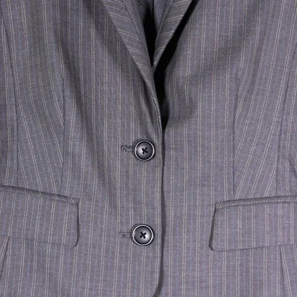 Banana Republic Women's Blazer Gray Striped Stretch Preppy Career Suit Jacket 0 - Picture 4 of 9